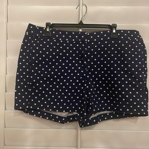 J. Crew Shorts Size 14; 5” length; Navy & White Polka Dots